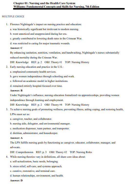 Test Bank for Fundamental Concepts and Skills for Nursing 7th Edition by Williams - Image 2