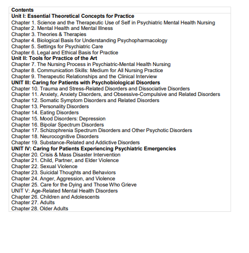 Test Bank for Varcarolis’ Essentials of Psychiatric Mental Health Nursing A Communication Approach to Evidence-Based Care 5th Edition by Chyllia D Fosbre - Image 2
