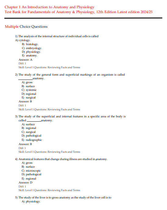 Test Bank for Fundamentals of Anatomy & Physiology 12th Edition by Martini, Nath, and Bartholomew - Image 4