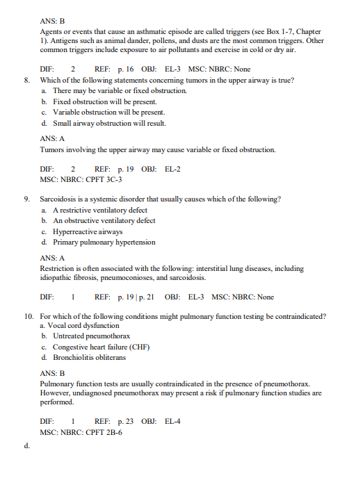 Test Bank for Ruppel’s Manual of Pulmonary Function Testing 12th Edition by Mottram - Image 3
